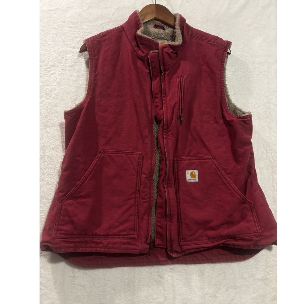 Carhartt Vest Sherpa Lined Women's Large Rose Sleeveless Workwear Casual